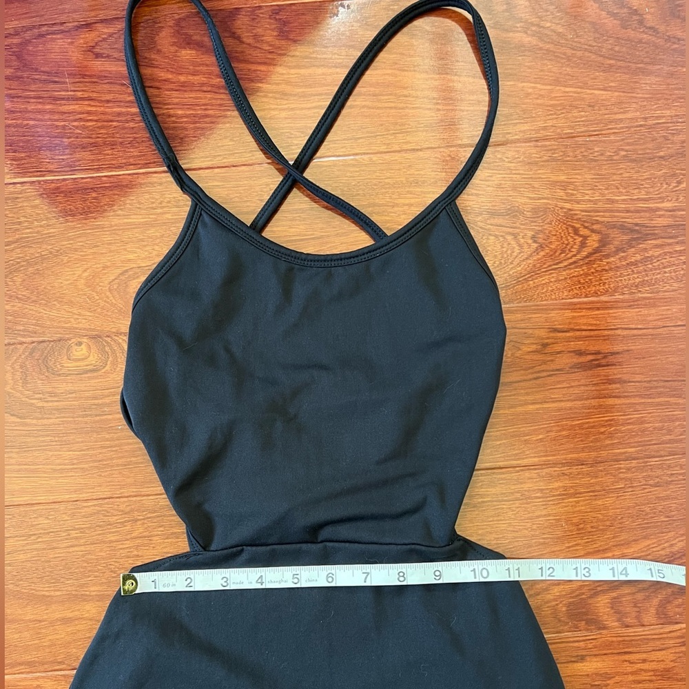 Black Dress with Crisscross Straps and Ruched Back - Picture 8 of 9